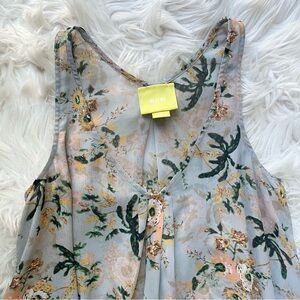 Maeve Anthropologie Romantic Magda Floral Ruffle Asymmetric Tunic Top Blouse M